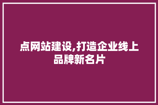 点网站建设,打造企业线上品牌新名片