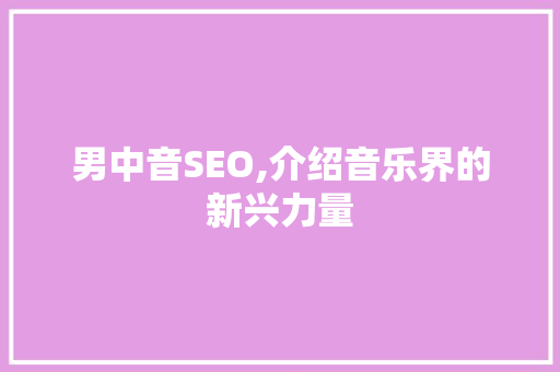 男中音SEO,介绍音乐界的新兴力量
