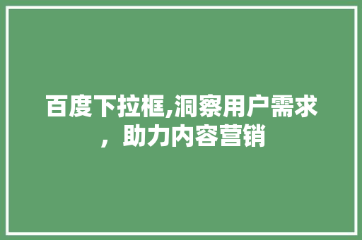 百度下拉框,洞察用户需求，助力内容营销
