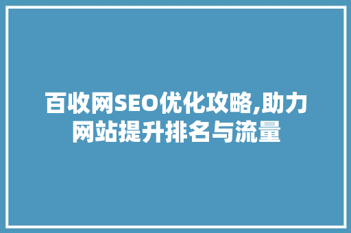 百收网SEO优化攻略,助力网站提升排名与流量