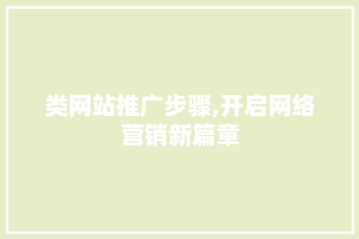 类网站推广步骤,开启网络营销新篇章