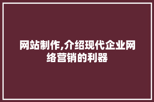 网站制作,介绍现代企业网络营销的利器