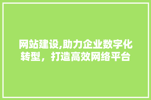 网站建设,助力企业数字化转型，打造高效网络平台
