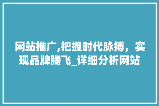 网站推广,把握时代脉搏，实现品牌腾飞_详细分析网站推广步骤