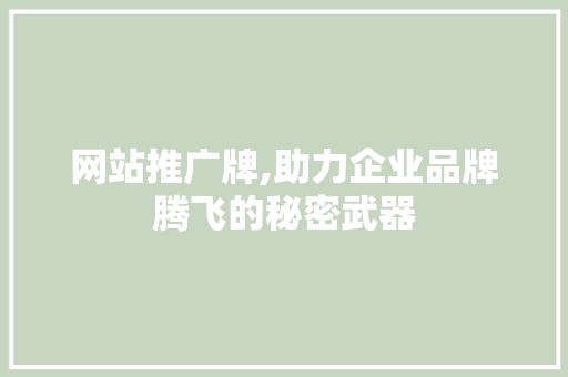 网站推广牌,助力企业品牌腾飞的秘密武器 建站教程
