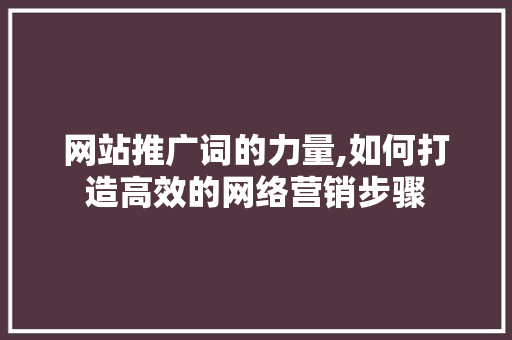 网站推广词的力量,如何打造高效的网络营销步骤