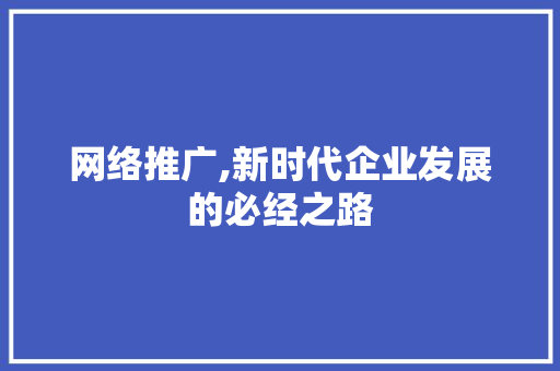 网络推广,新时代企业发展的必经之路