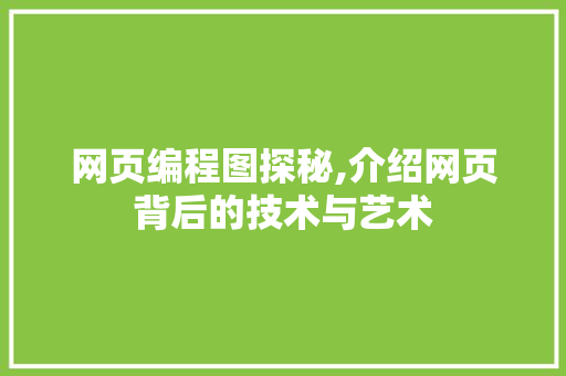 网页编程图探秘,介绍网页背后的技术与艺术