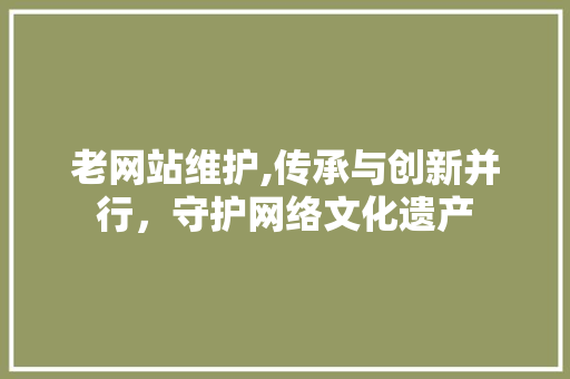 老网站维护,传承与创新并行，守护网络文化遗产
