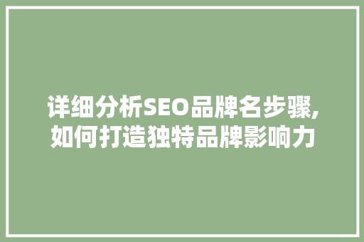 详细分析SEO品牌名步骤,如何打造独特品牌影响力