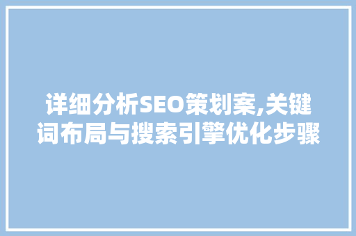 详细分析SEO策划案,关键词布局与搜索引擎优化步骤