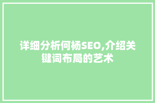 详细分析何杨SEO,介绍关键词布局的艺术