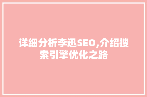 详细分析李迅SEO,介绍搜索引擎优化之路