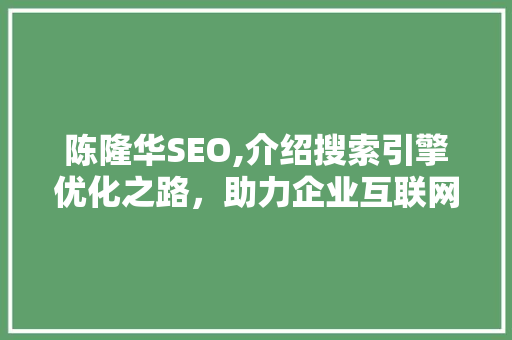 陈隆华SEO,介绍搜索引擎优化之路，助力企业互联网营销腾飞