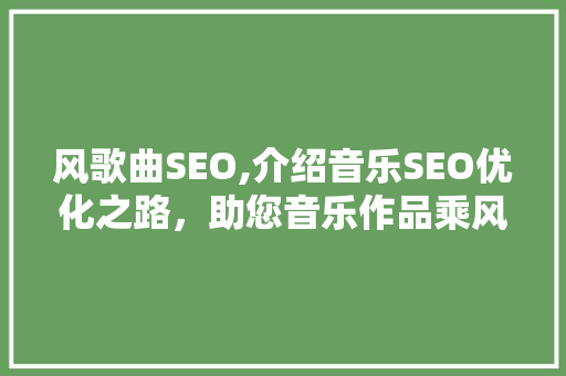 风歌曲SEO,介绍音乐SEO优化之路，助您音乐作品乘风破浪