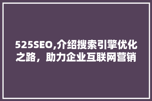 525SEO,介绍搜索引擎优化之路，助力企业互联网营销