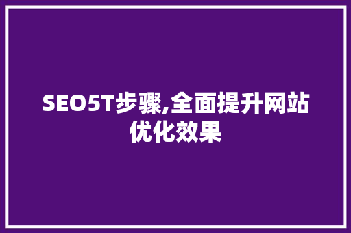 SEO5T步骤,全面提升网站优化效果