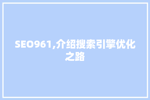 SEO961,介绍搜索引擎优化之路