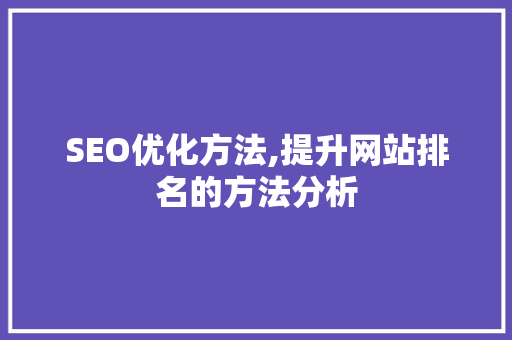 SEO优化方法,提升网站排名的方法分析