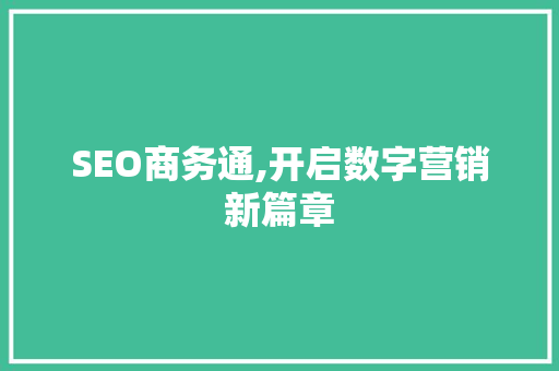 SEO商务通,开启数字营销新篇章