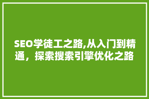 SEO学徒工之路,从入门到精通，探索搜索引擎优化之路