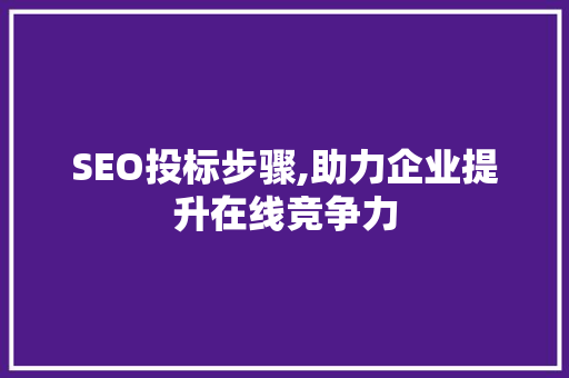 SEO投标步骤,助力企业提升在线竞争力