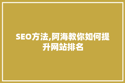 SEO方法,阿海教你如何提升网站排名