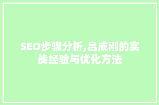 SEO步骤分析,吕成刚的实战经验与优化方法