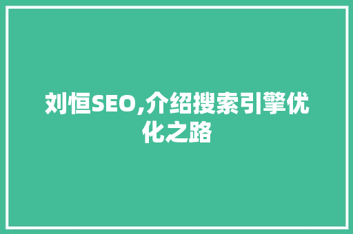 刘恒SEO,介绍搜索引擎优化之路