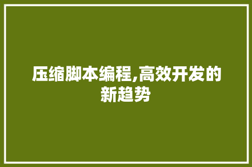 压缩脚本编程,高效开发的新趋势