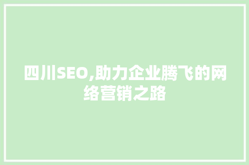 四川SEO,助力企业腾飞的网络营销之路