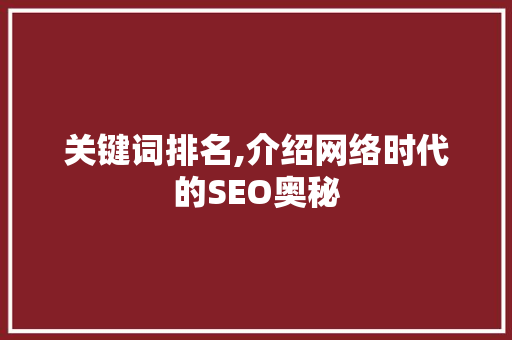 关键词排名,介绍网络时代的SEO奥秘