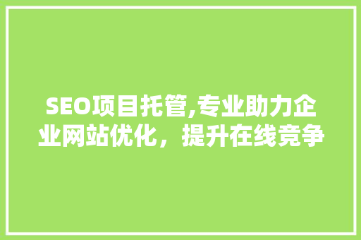 SEO项目托管,专业助力企业网站优化，提升在线竞争力