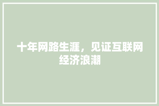 十年网路生涯，见证互联网经济浪潮