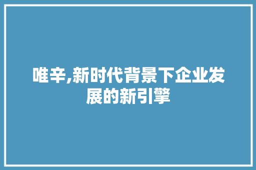 唯辛,新时代背景下企业发展的新引擎