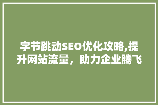 字节跳动SEO优化攻略,提升网站流量，助力企业腾飞