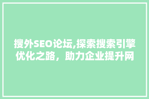 搜外SEO论坛,探索搜索引擎优化之路，助力企业提升网络竞争力
