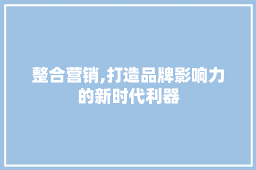 整合营销,打造品牌影响力的新时代利器