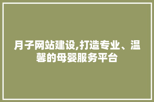 月子网站建设,打造专业、温馨的母婴服务平台