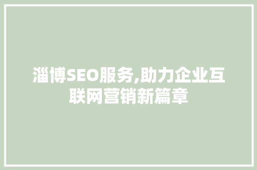 淄博SEO服务,助力企业互联网营销新篇章 建站教程