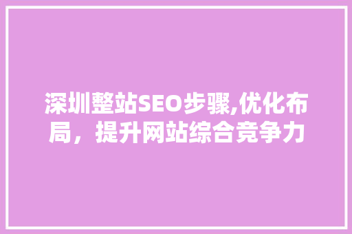 深圳整站SEO步骤,优化布局，提升网站综合竞争力