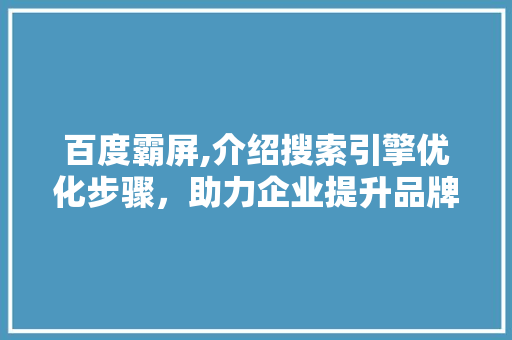 百度霸屏,介绍搜索引擎优化步骤，助力企业提升品牌影响力