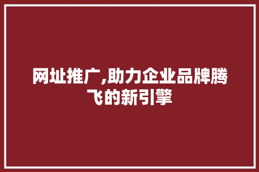 网址推广,助力企业品牌腾飞的新引擎