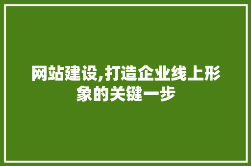 网站建设,打造企业线上形象的关键一步