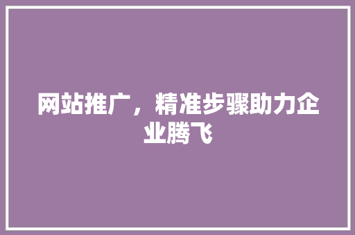 网站推广，精准步骤助力企业腾飞