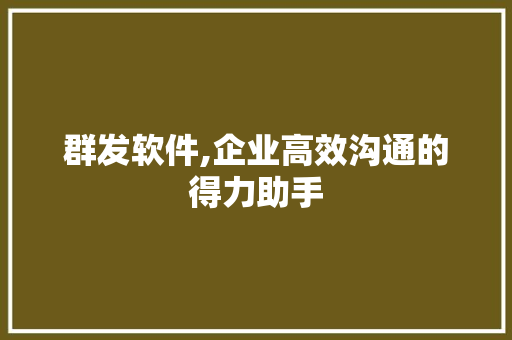 群发软件,企业高效沟通的得力助手