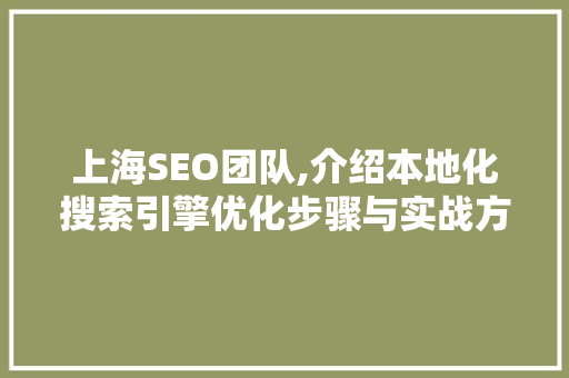 上海SEO团队,介绍本地化搜索引擎优化步骤与实战方法