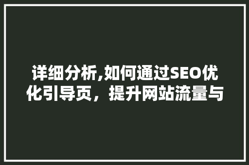 详细分析,如何通过SEO优化引导页，提升网站流量与转化率