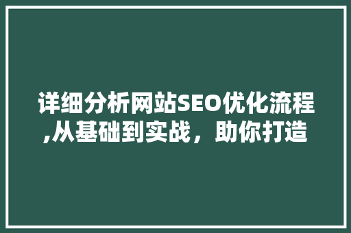 详细分析网站SEO优化流程,从基础到实战，助你打造搜索引擎优化巅峰