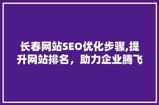 长春网站SEO优化步骤,提升网站排名，助力企业腾飞